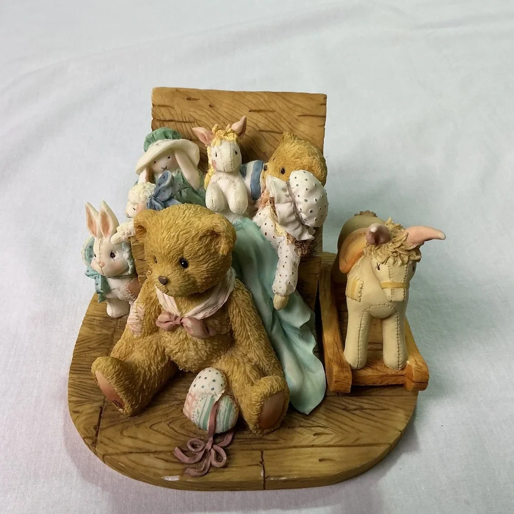 Cherished‎ Teddies Toy Chest Figurine Teddy Bear Bunny Horse Resin Decor